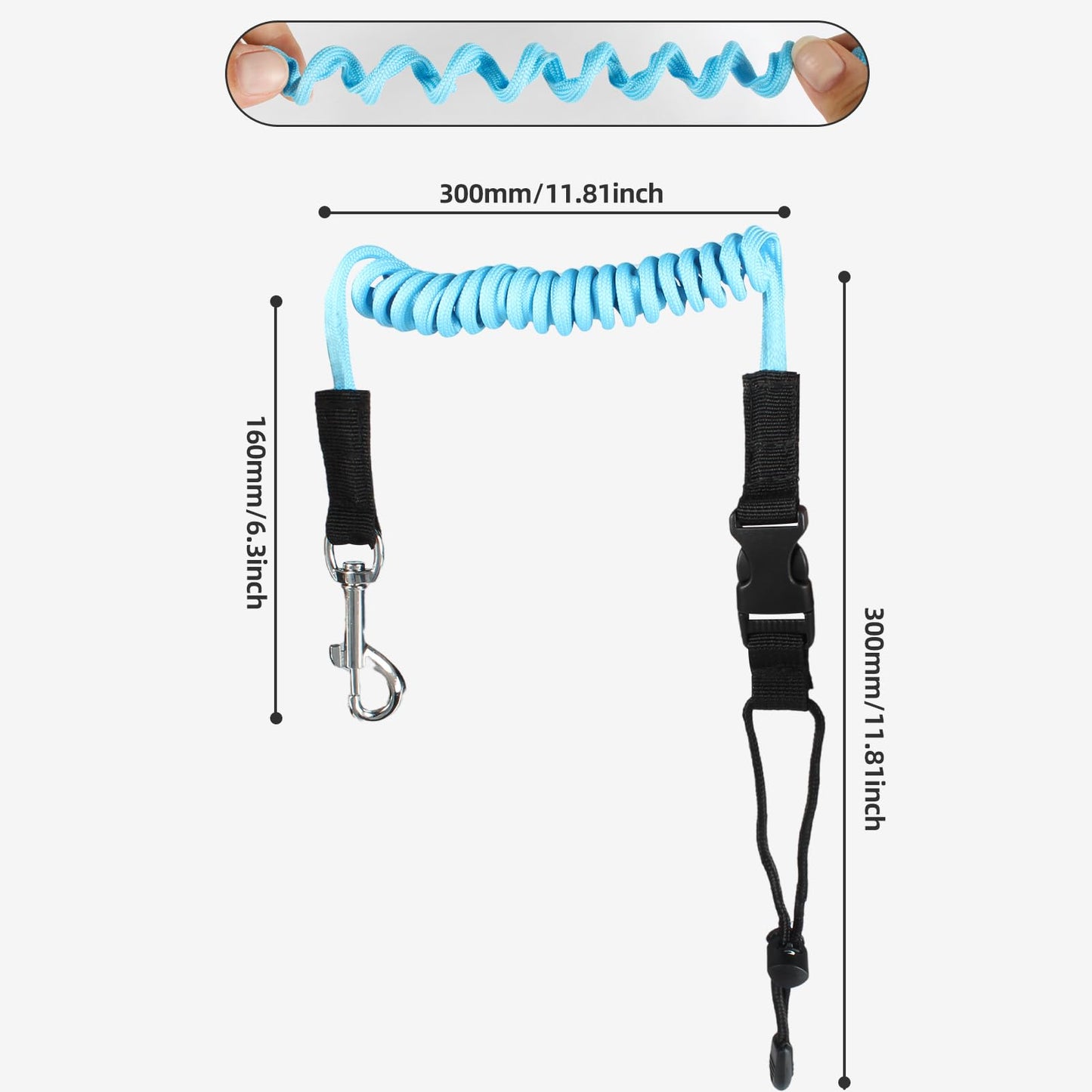 KUFUNG Elastic Kayak Canoe Paddle Leash - Anti-Lost Safety Lanyard for Boat Fishing Rods - Coiled Cord Tie Rope