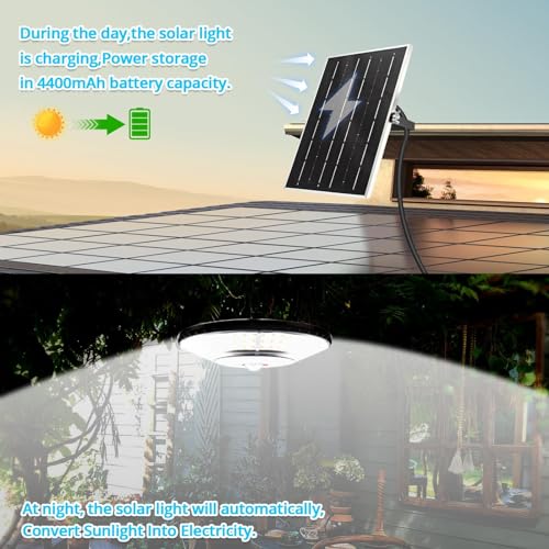 KUFUNG Solar Shed Light, Solar Pendant Light,Waterproof Indoor Outdoor Rotation Design, Solar Lights with Motion Sensor for Barn, Patio,Shed, Chicken Coop, Gazebo, Garage（2 Pack）