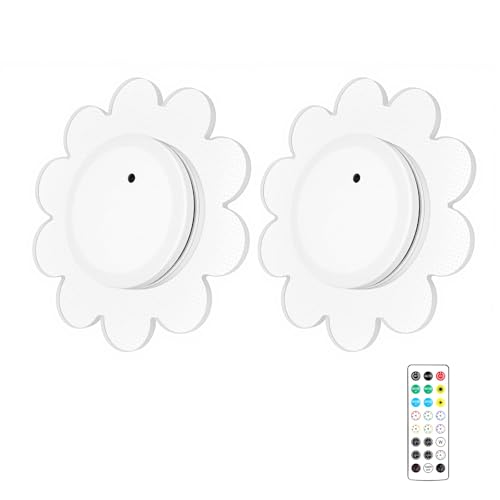 KUFUNG Floral Wall Lamp 2-Piece Set, RGB Magnetic Wall Light with Remote Control, USB-C Charging Acrylic Ambient Light, Suitable for Bedrooms, Living Rooms, and Home Decor - White