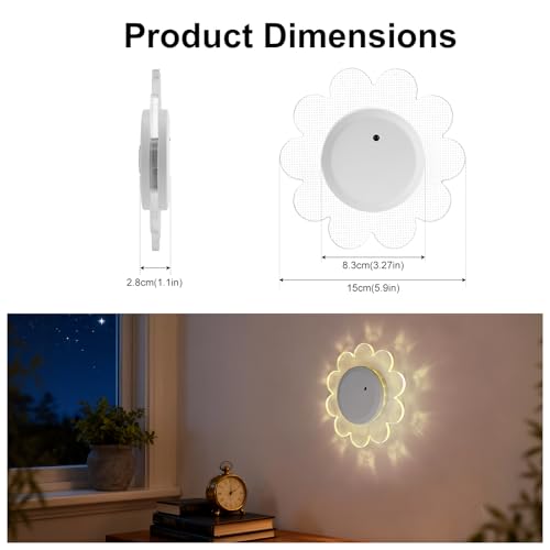 KUFUNG Floral Wall Lamp 2-Piece Set, RGB Magnetic Wall Light with Remote Control, USB-C Charging Acrylic Ambient Light, Suitable for Bedrooms, Living Rooms, and Home Decor - White