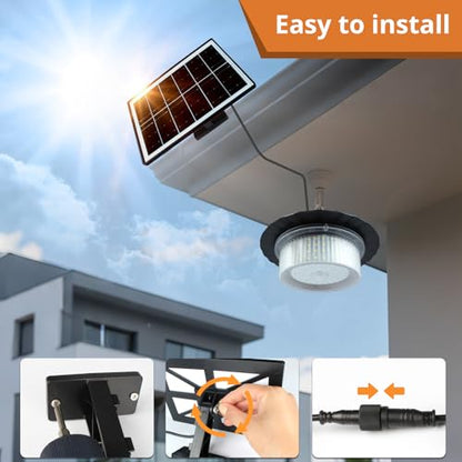 KUFUNG Solar Shed Light Pendant Lights,Waterproof Indoor Outdoor Rotation Design with Motion Sensor for Barn, Patio,Shed, Chicken Coop, Gazebo, Garage(1PACK)