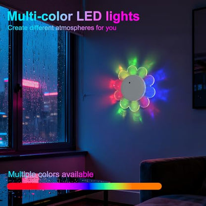 KUFUNG Floral Wall Lamp 2-Piece Set, RGB Magnetic Wall Light with Remote Control, USB-C Charging Acrylic Ambient Light, Suitable for Bedrooms, Living Rooms, and Home Decor - White