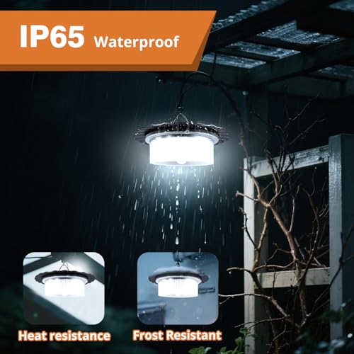 KUFUNG Solar Shed Light Pendant Lights,Waterproof Indoor Outdoor Rotation Design with Motion Sensor for Barn, Patio,Shed, Chicken Coop, Gazebo, Garage(1PACK)