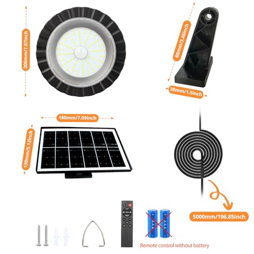 KUFUNG Solar Shed Light Pendant Lights,Waterproof Indoor Outdoor Rotation Design with Motion Sensor for Barn, Patio,Shed, Chicken Coop, Gazebo, Garage(1PACK)