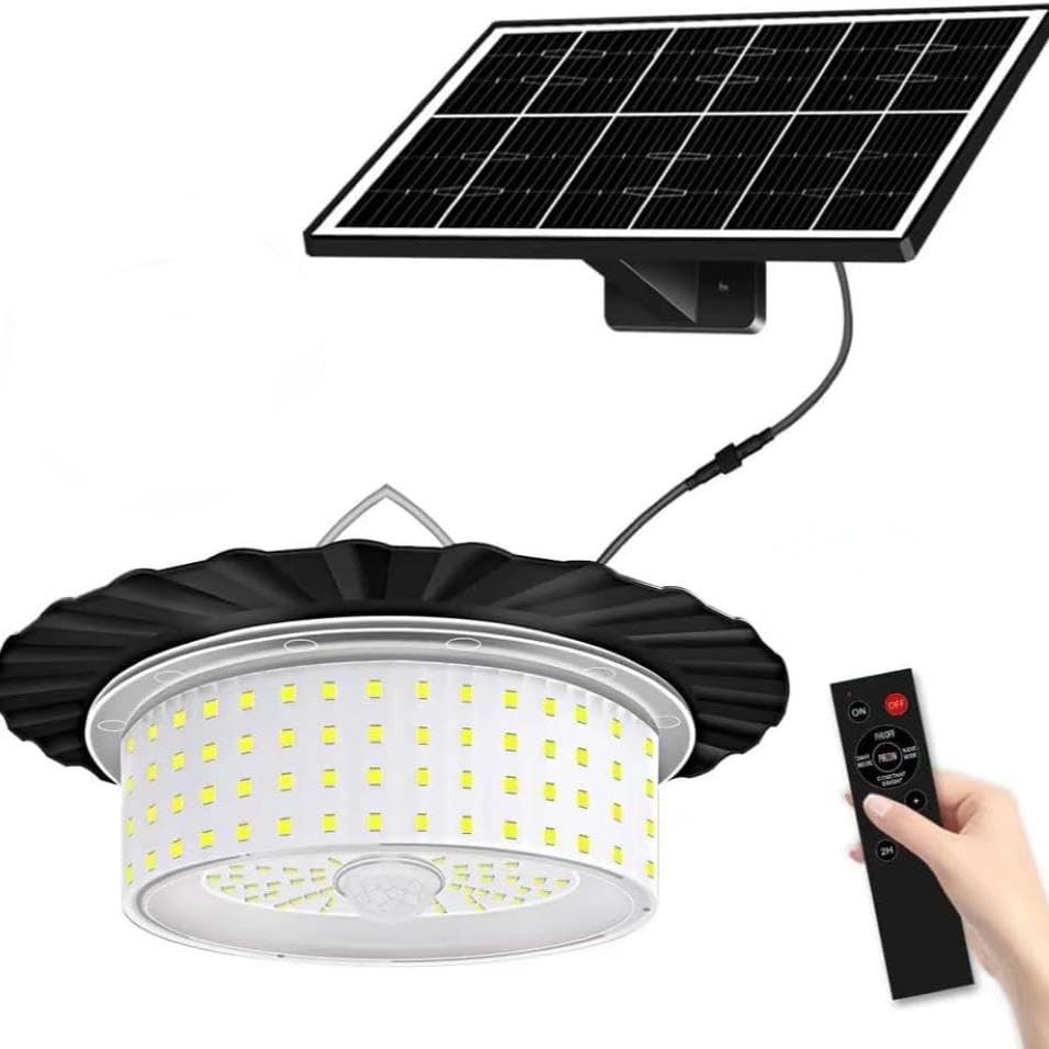 KUFUNG Solar Shed Light Pendant Lights,Waterproof Indoor Outdoor Rotation Design with Motion Sensor for Barn, Patio,Shed, Chicken Coop, Gazebo, Garage(1PACK)