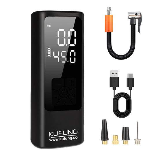 KUFUNG Tire Inflator Portable Air Compressor 150 PSI Car Tires Air Pump Mini Bike Pump with LED Lights&Pressure Gauge for Auto, Balls, Motorcycles, Bikes