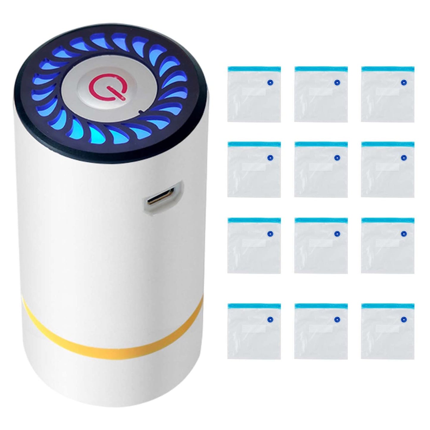 Handheld Vacuum Sealer with 12 Food Preservation Storage Bag Portable Vacuum Electric Vacuum Extractor for Snack Cookies