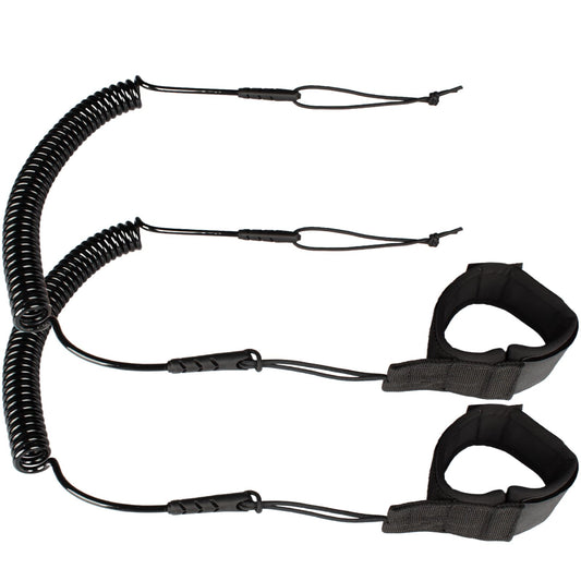 KUFUNG Coiled Surfboard Leash for Paddle Board SUP Surfing with Ankle Strap - Stay on Board with Leg Rope Leash and Ankle Accessory