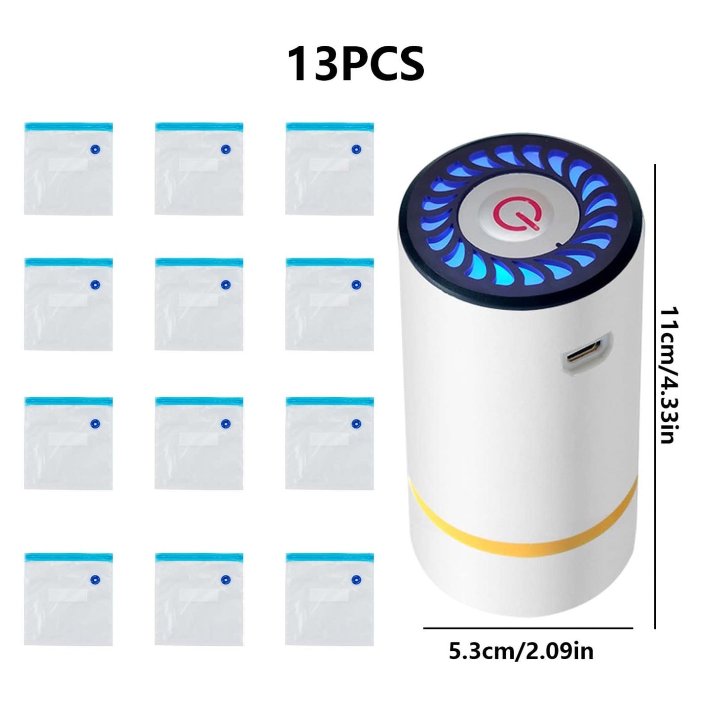 Handheld Vacuum Sealer with 12 Food Preservation Storage Bag Portable Vacuum Electric Vacuum Extractor for Snack Cookies