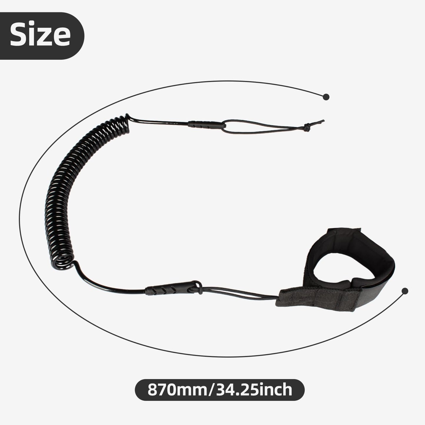 KUFUNG Coiled Surfboard Leash for Paddle Board SUP Surfing with Ankle Strap - Stay on Board with Leg Rope Leash and Ankle Accessory