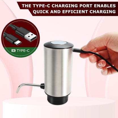 KUFUNG Electric Wine Aerator Wine Pump Dispenser for Wine Bottles - Elegant Stainless Steel Design, Rechargeable - Gift for Wine Lovers（B)