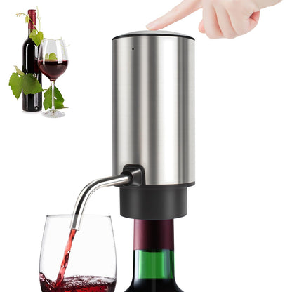 KUFUNG Electric Wine Aerator Wine Pump Dispenser for Wine Bottles - Elegant Stainless Steel Design, Rechargeable - Gift for Wine Lovers（B)