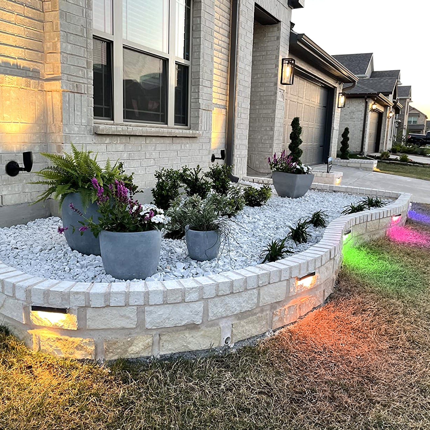 KUFUNG RGB Classic Series 7 Inch LED Hardscape Lighting, Retaining Wall Lights, LED Landscape Lighting, 12V Paver Light Low Voltage, 5W Outdoor Step Lights, 3000K Soft White