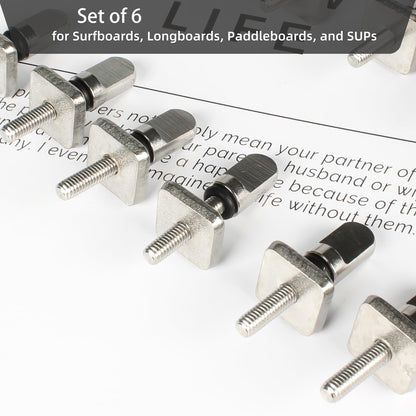 KUFUNG Surfing Accessories Set of 6 – Stainless Steel Fin Screws for Surfboards, Longboards, Paddleboards, and SUPs