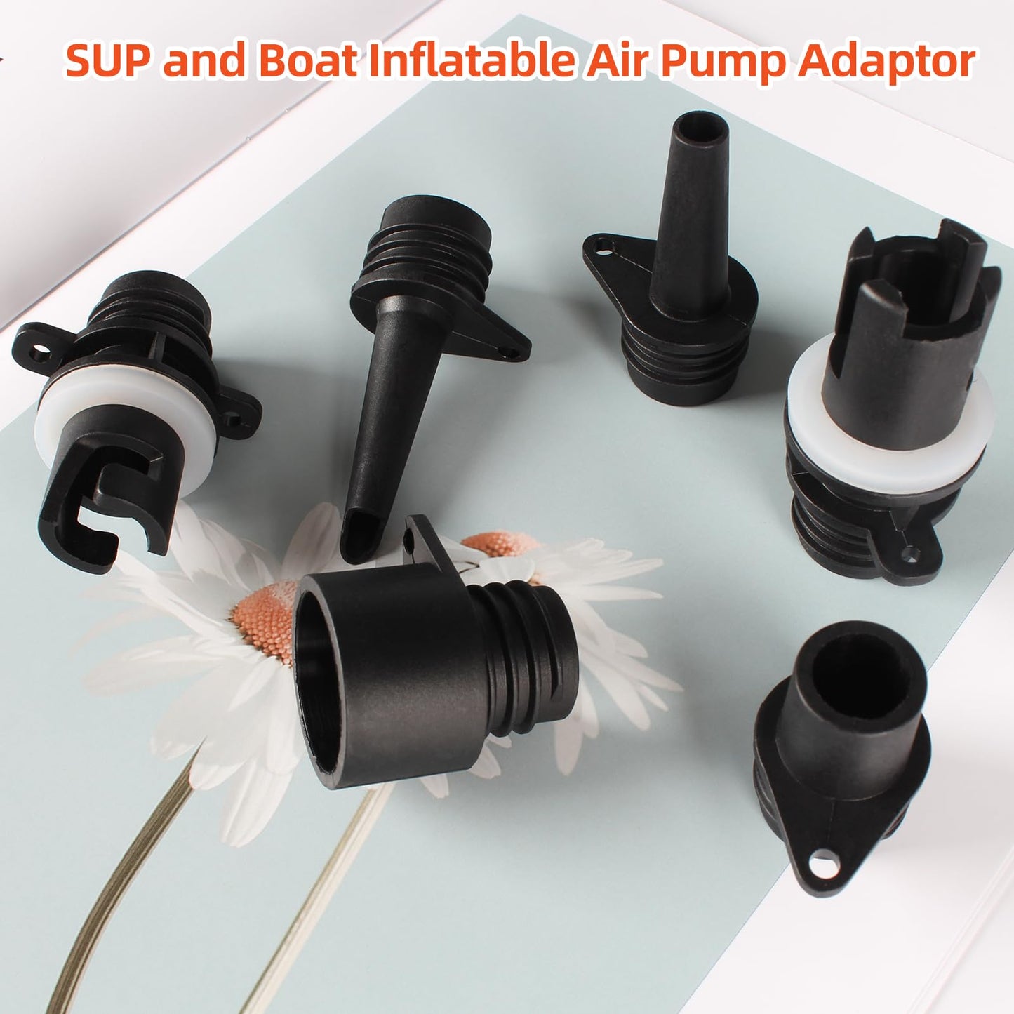 KUFUNG SUP and Boat Inflatable Air Pump Adaptor with 6 Valve Nozzles Use for Car Air Compressor - for Paddle Boards