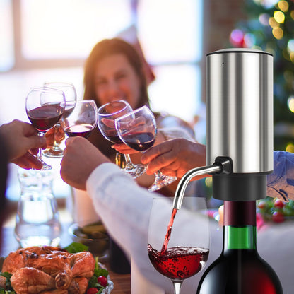 KUFUNG Electric Wine Aerator Wine Pump Dispenser for Wine Bottles - Elegant Stainless Steel Design, Rechargeable - Gift for Wine Lovers（B)