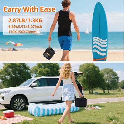 KUFUNG Portable Smart Electric SUP Paddle Board Pump 20PSI Intelligent Dual Stage Inflation Deflation, Auto-Off and Rechargeable for Stand UP Paddle Boards, Kayaks, Tents