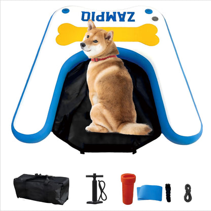 Inflatable Large Dog Water Ramp Float Floating Ramp-Swimming Pets Up to 300 Pounds Large Dogs-Inflatable Stairs for Boats, Docks, with Pump/Rope/Repair Non-Slip Commercial-Grade PVC Pet Water Ladder