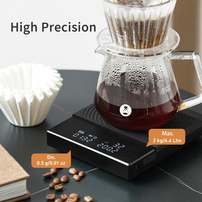 KUFUNG Coffee Scale Basic 2.0 Electronic Espresso Scale with Water Flow Rate and Timer Function, Free Switching of Ounce/kg Units, Digital Scale for Kitchen/Baking/Cooking