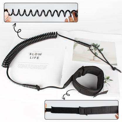 KUFUNG Coiled Surfboard Leash for Paddle Board SUP Surfing with Ankle Strap - Stay on Board with Leg Rope Leash and Ankle Accessory