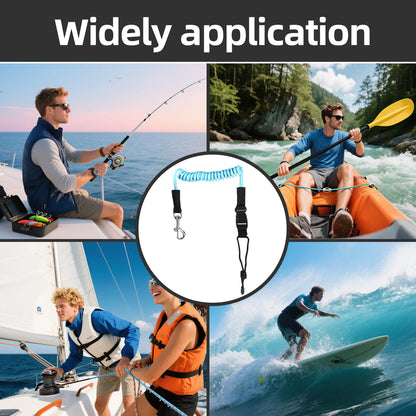 KUFUNG Elastic Kayak Canoe Paddle Leash - Anti-Lost Safety Lanyard for Boat Fishing Rods - Coiled Cord Tie Rope