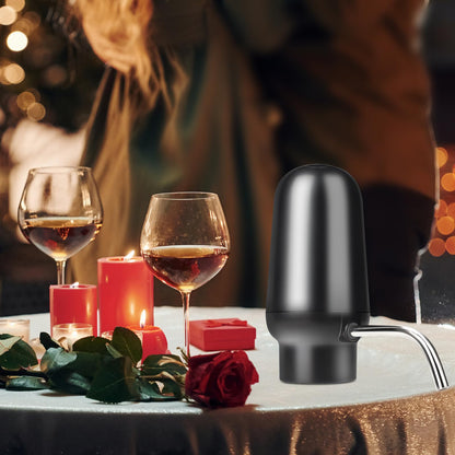 KUFUNG Smart Electric Wine Aerator Dispenser & Decanter Set Rechargeable Design with Micro USB Cable, Pump Dispenser Perfect for Perfect Pouring（BLACK)