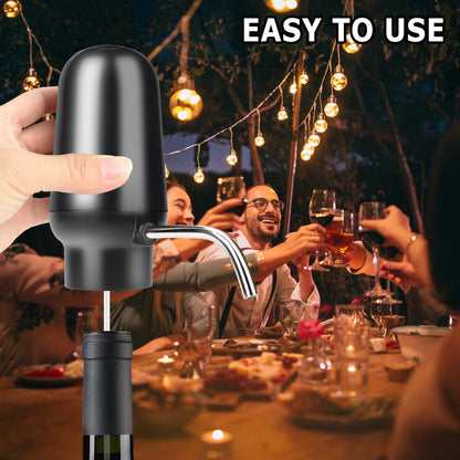 KUFUNG Smart Electric Wine Aerator Dispenser & Decanter Set Rechargeable Design with Micro USB Cable, Pump Dispenser Perfect for Perfect Pouring（BLACK)
