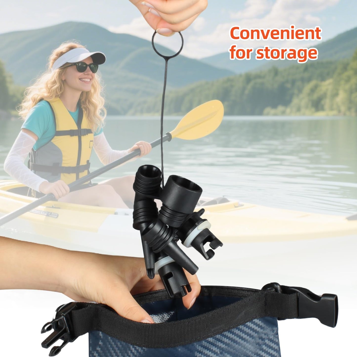 KUFUNG SUP and Boat Inflatable Air Pump Adaptor with 6 Valve Nozzles Use for Car Air Compressor - for Paddle Boards