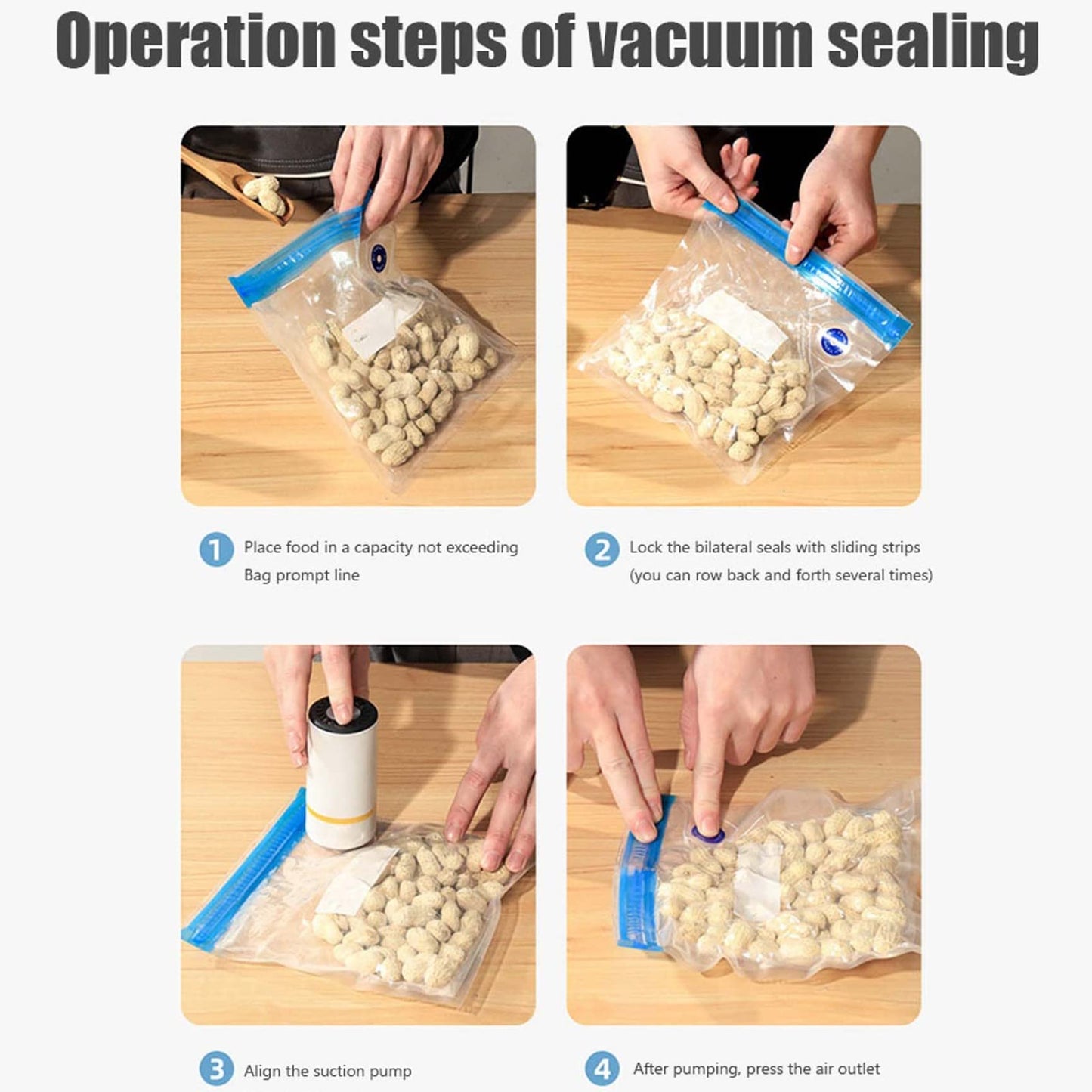 Handheld Vacuum Sealer with 12 Food Preservation Storage Bag Portable Vacuum Electric Vacuum Extractor for Snack Cookies