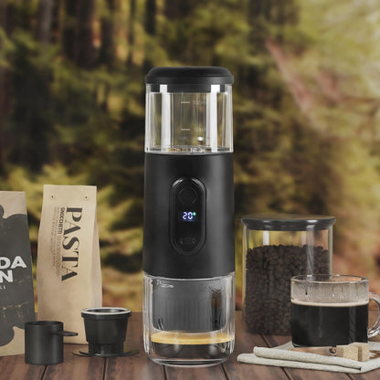 KUFUNG Portable Electric Espresso Coffee Machine - 2 IN 1 Wireless 15 Bar Pressure Mini Coffee Maker, Car Portable Coffee Machine Fully Charged Brew 75 Cups for Camping RV Hiking Office ( Not Self Heating)