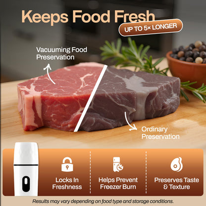 Compact Vacuum Sealer for Food - Powerful Handheld Vacuum Sealer with 30 BPA-Free Reusable Bags and 5 Clips, Rechargeable Cordless Sealer with Detachable Moisture Tank for Meal Prep, Freezer & Travel