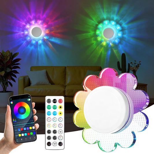KUFUNG Magnetic RGB Floral Wall Light with Remote & APP Control, Type-C Rechargeable LED Ambient Lamp for Bedroom, Doorway, Gazebo, Parties & Home Decor