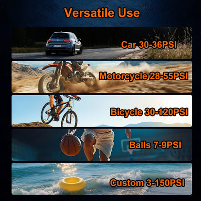 KUFUNG Tire Inflator Portable Air Compressor 150 PSI Car Tires Air Pump Mini Bike Pump with LED Lights&Pressure Gauge for Auto, Balls, Motorcycles, Bikes