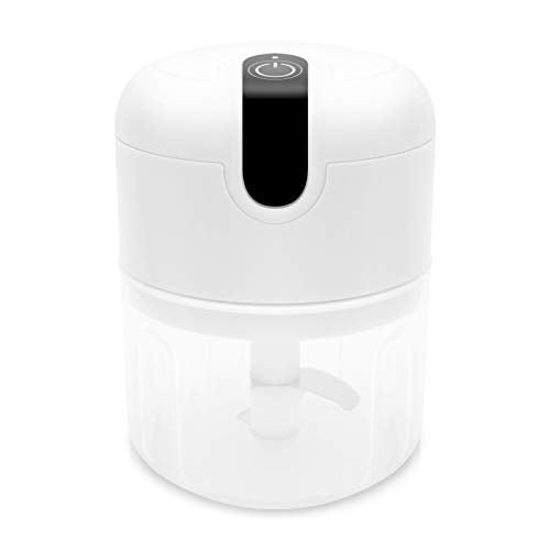 KUFUNG Electric Mini Garlic Chopper 250ML,Wireless Portable Mini Food Chopper with USB Charging,Onion Chopper Electric Mini Chopper for Garlic/Onions/Vegetables/Salad/Pepper (White)