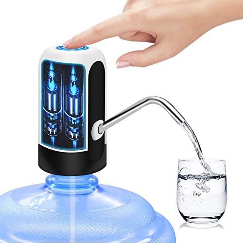 KUFUNG Portable Water Bottle Pump, 5 Gallon Universal Bottle Electric Water Dispenser with Switch and USB Charging, for Camping, Kitchen, Workshop, Garage