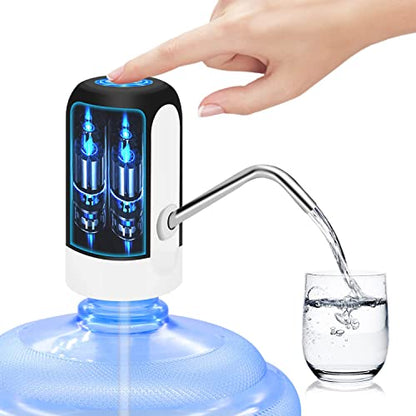 KUFUNG Portable Water Bottle Pump, 5 Gallon Universal Bottle Electric Water Dispenser with Switch and USB Charging, for Camping, Kitchen, Workshop, Garage