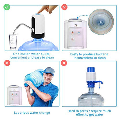KUFUNG Portable Water Bottle Pump, 5 Gallon Universal Bottle Electric Water Dispenser with Switch and USB Charging, for Camping, Kitchen, Workshop, Garage