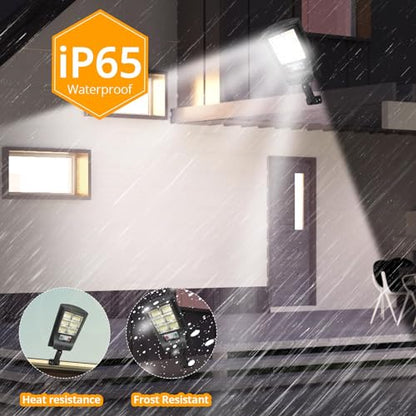 KUFUNG Solar Lights Outdoor 120 LED Waterproof Cordless Solar Flood Light for Security Motion Sensor Light Luces Solares - Perfect for Patio, Front Door, Deck, Fence, Gutter, Yard, Shed, Path