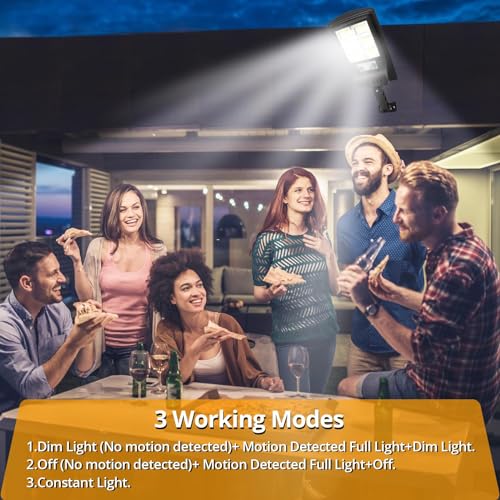 KUFUNG Solar Lights Outdoor 120 LED Waterproof Cordless Solar Flood Light for Security Motion Sensor Light Luces Solares - Perfect for Patio, Front Door, Deck, Fence, Gutter, Yard, Shed, Path