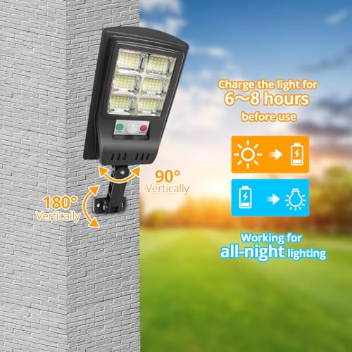 KUFUNG Solar Lights Outdoor 120 LED Waterproof Cordless Solar Flood Light for Security Motion Sensor Light Luces Solares - Perfect for Patio, Front Door, Deck, Fence, Gutter, Yard, Shed, Path