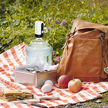 KUFUNG Portable Water Bottle Pump, 5 Gallon Universal Bottle Electric Water Dispenser with Switch and USB Charging, for Camping, Kitchen, Workshop, Garage