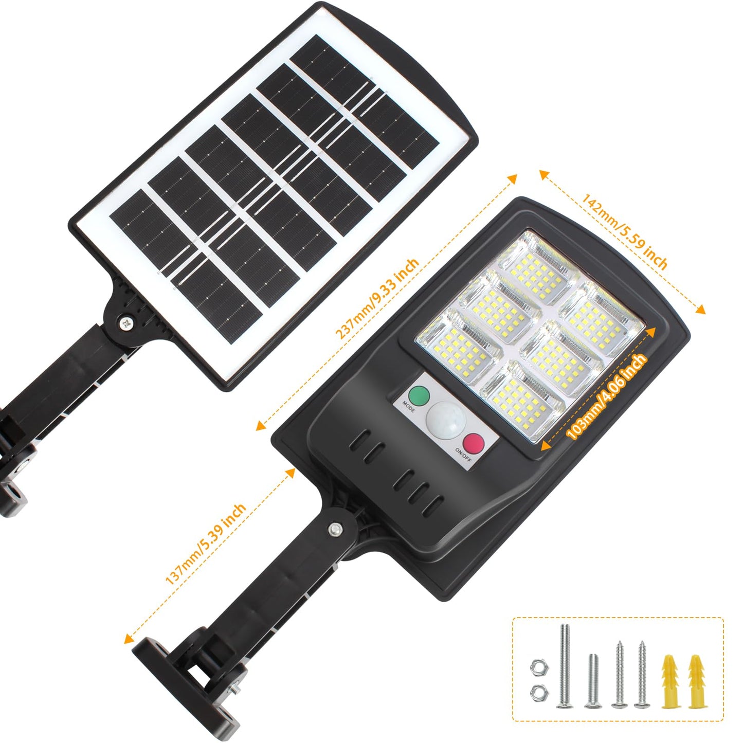 KUFUNG Solar Lights Outdoor Waterproof Cordless Solar Flood Light for Security Motion Sensor Light Luces Solares Perfect for Patio Front Door Deck Fence Gutter Yard Shed Path(6PACK,120LED)